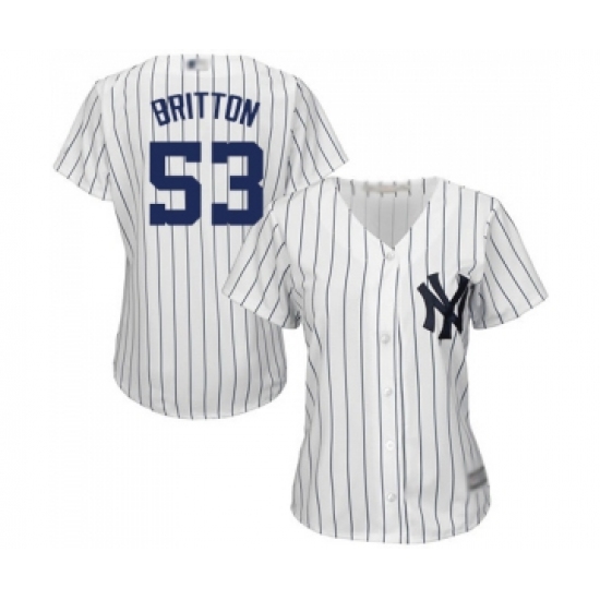 Women's New York Yankees 53 Zach Britton Authentic White Home Baseball Jersey
