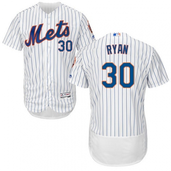 Men's Majestic New York Mets 30 Nolan Ryan White Home Flex Base Authentic Collection MLB Jersey