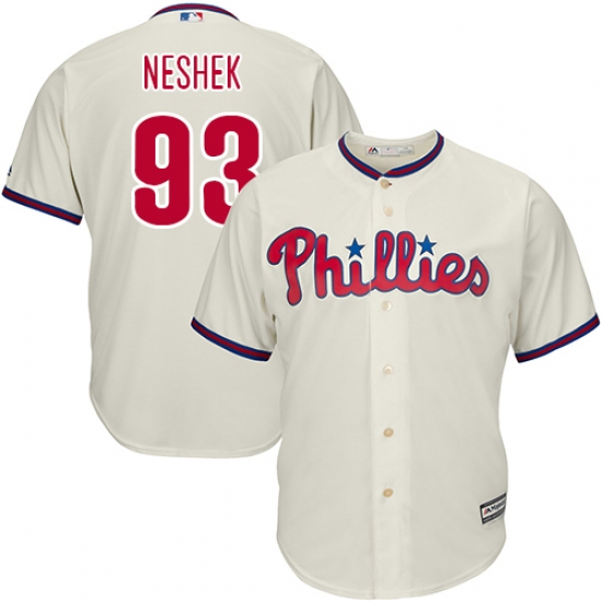 Men's Majestic Philadelphia Phillies 93 Pat Neshek Replica Cream Alternate Cool Base MLB Jersey