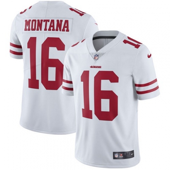 Men's Nike San Francisco 49ers 16 Joe Montana White Vapor Untouchable Limited Player NFL Jersey