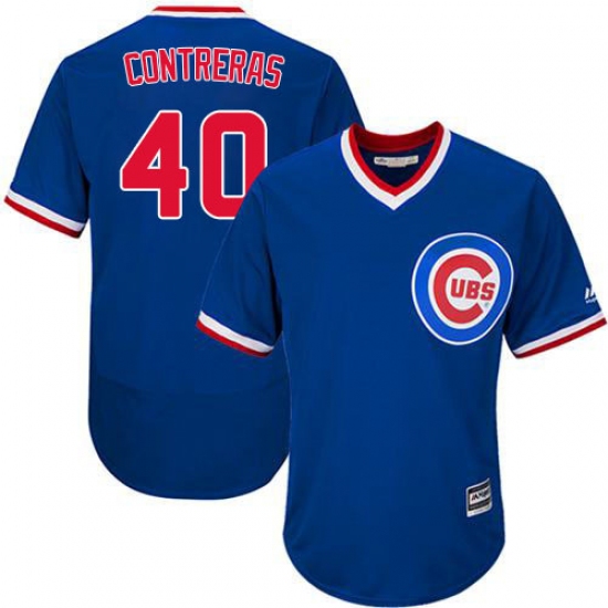 Men's Majestic Chicago Cubs 40 Willson Contreras Royal Blue Cooperstown Flexbase Authentic Collection MLB Jersey