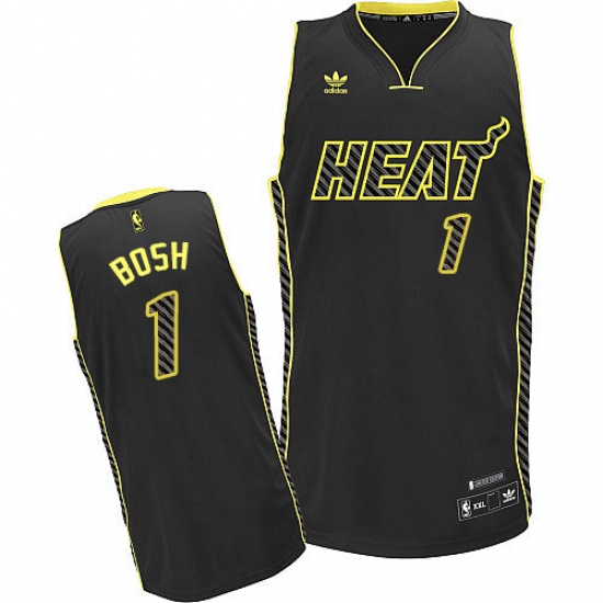 Men's Adidas Miami Heat 1 Chris Bosh Swingman Black Electricity Fashion NBA Jersey