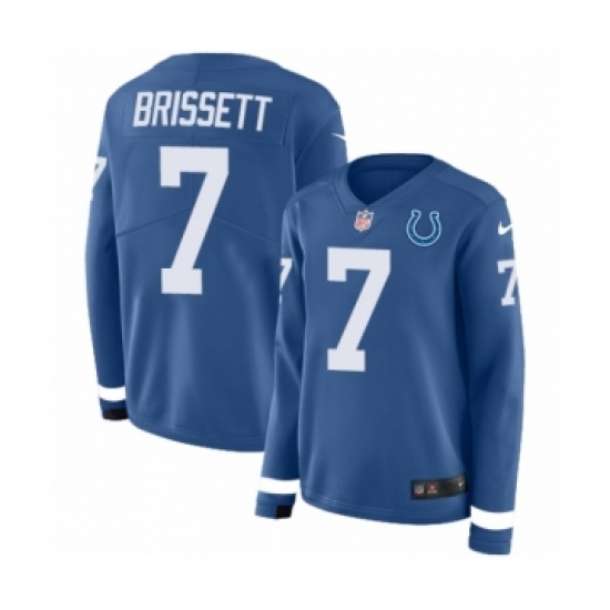 Women's Nike Indianapolis Colts 7 Jacoby Brissett Limited Blue Therma Long Sleeve NFL Jersey