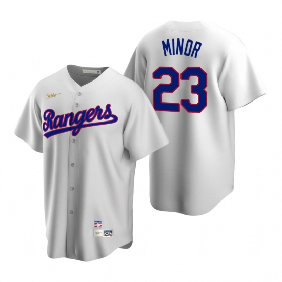 Men's Nike Texas Rangers 23 Mike Minor White Cooperstown Collection Home Stitched Baseball Jersey