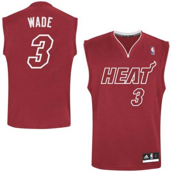 Men's Adidas Miami Heat 3 Dwyane Wade Authentic Red Pride NBA Jersey