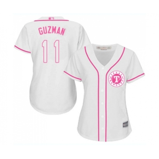 Women's Texas Rangers 11 Ronald Guzman Replica White Fashion Cool Base Baseball Jersey