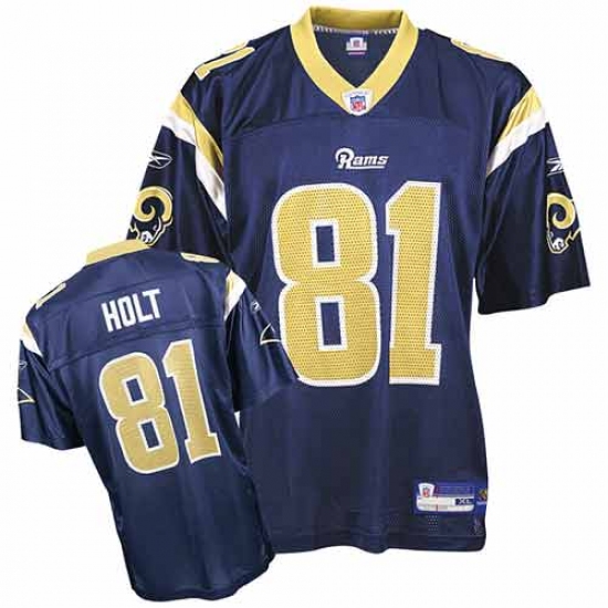 Reebok Los Angeles Rams 81 Torry Holt Authentic Navy Blue Team Color Throwback NFL Jersey