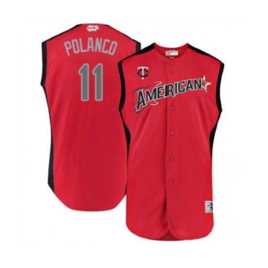 Men's Minnesota Twins 11 Jorge Polanco Authentic Red American League 2019 Baseball All-Star Jersey