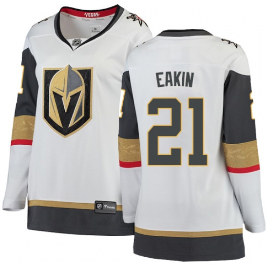 Women's Vegas Golden Knights 21 Cody Eakin Authentic White Away Fanatics Branded Breakaway NHL Jersey