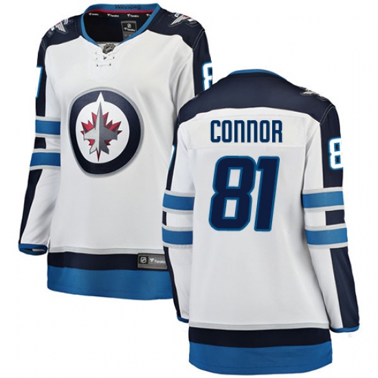 Women's Winnipeg Jets 81 Kyle Connor Fanatics Branded White Away Breakaway NHL Jersey