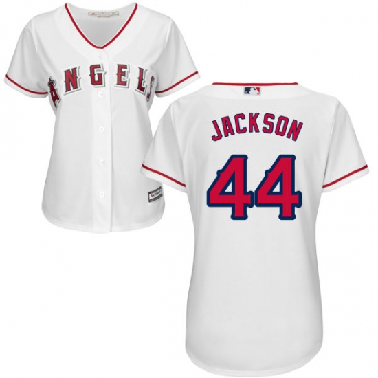 Women's Majestic Los Angeles Angels of Anaheim 44 Reggie Jackson Authentic White Home Cool Base MLB Jersey