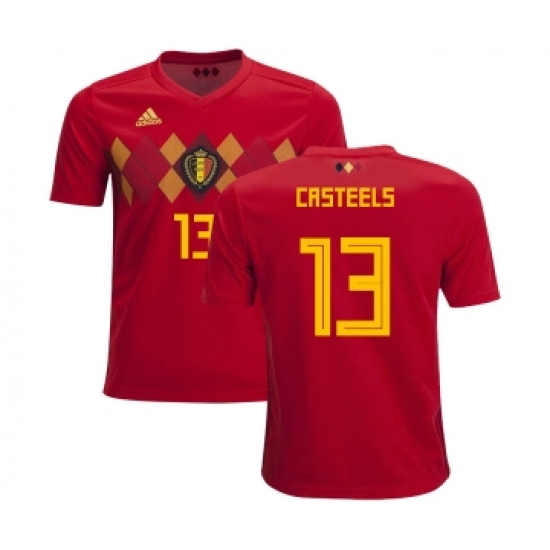 Belgium 13 Casteels Home Kid Soccer Country Jersey