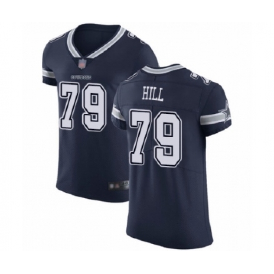 Men's Dallas Cowboys 79 Trysten Hill Navy Blue Team Color Vapor Untouchable Elite Player Football Jersey