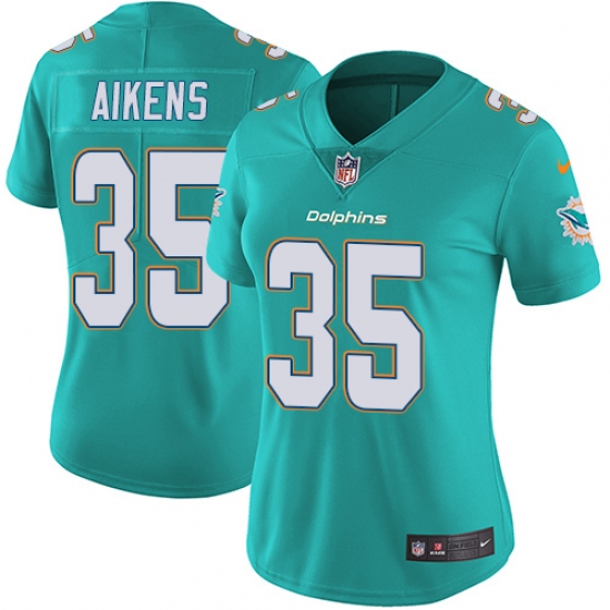 Women's Nike Miami Dolphins 35 Walt Aikens Elite Aqua Green Team Color NFL Jersey