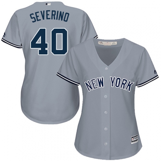 Women's Majestic New York Yankees 40 Luis Severino Replica Grey Road MLB Jersey