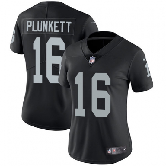 Women's Nike Oakland Raiders 16 Jim Plunkett Black Team Color Vapor Untouchable Limited Player NFL Jersey