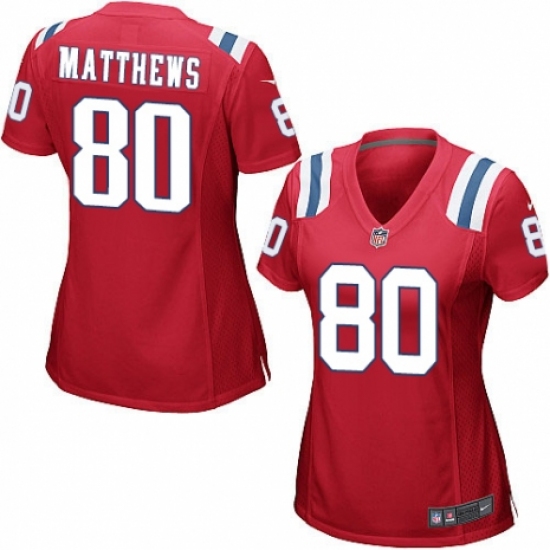 Women's Nike New England Patriots 80 Jordan Matthews Game Red Alternate NFL Jersey