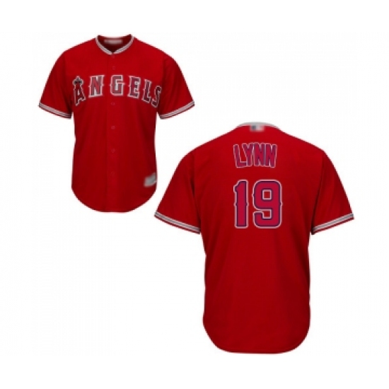 Men's Los Angeles Angels of Anaheim 19 Fred Lynn Replica Red Alternate Cool Base Baseball Jersey