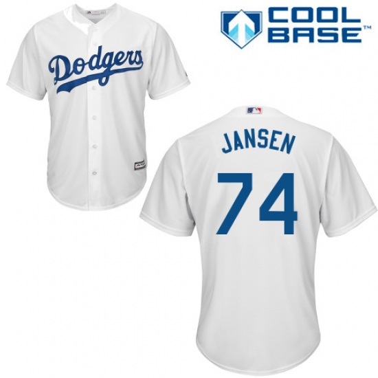 Men's Majestic Los Angeles Dodgers 74 Kenley Jansen Replica White Home Cool Base MLB Jersey