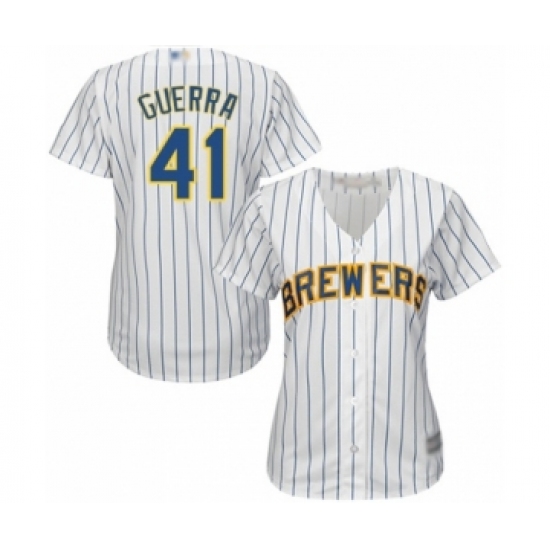Women's Milwaukee Brewers 41 Junior Guerra Authentic White Alternate Cool Base Baseball Player Jersey