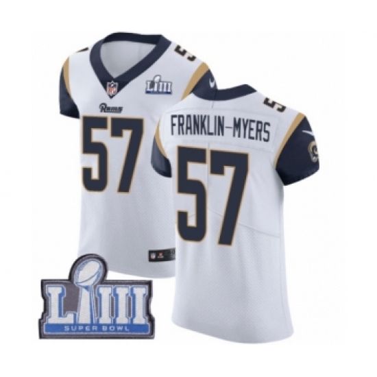 Men's Nike Los Angeles Rams 57 John Franklin-Myers White Vapor Untouchable Elite Player Super Bowl LIII Bound NFL Jersey