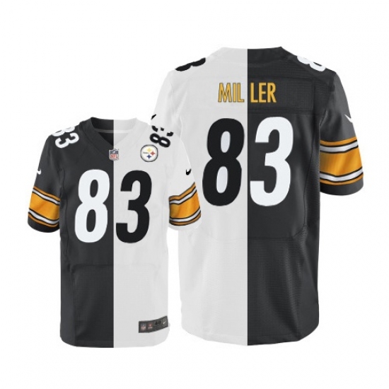 Men's Nike Pittsburgh Steelers 83 Heath Miller Elite Black/White Split Fashion NFL Jersey