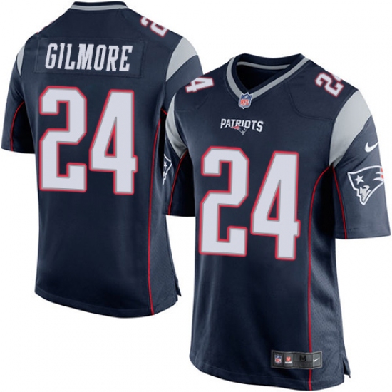 Men's Nike New England Patriots 24 Stephon Gilmore Game Navy Blue Team Color NFL Jersey