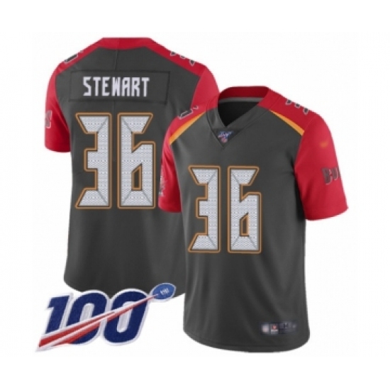 Youth Tampa Bay Buccaneers 36 M.J. Stewart Limited Gray Inverted Legend 100th Season Football Jersey