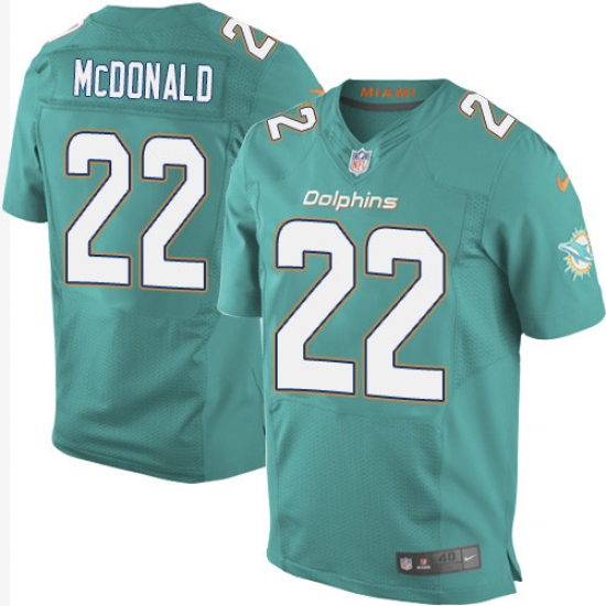Men's Nike Miami Dolphins 22 T.J. McDonald Elite Aqua Green Team Color NFL Jersey