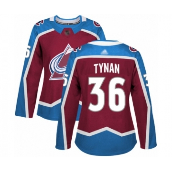Women's Colorado Avalanche 36 T.J. Tynan Authentic Burgundy Red Home Hockey Jersey