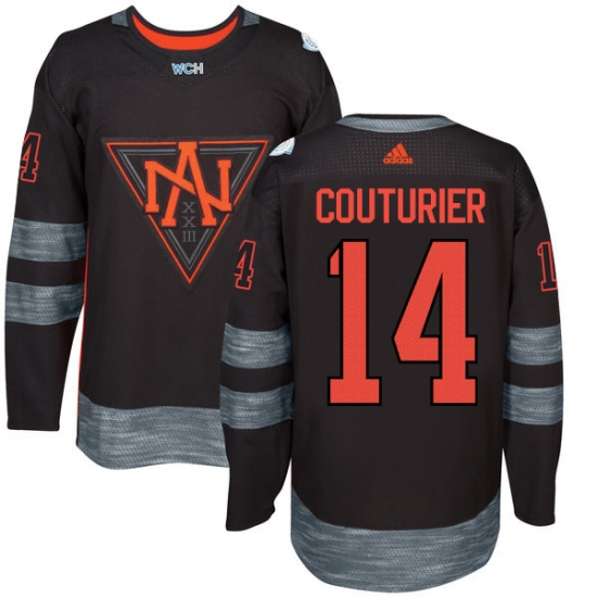 Men's Adidas Team North America 14 Sean Couturier Authentic Black Away 2016 World Cup of Hockey Jersey