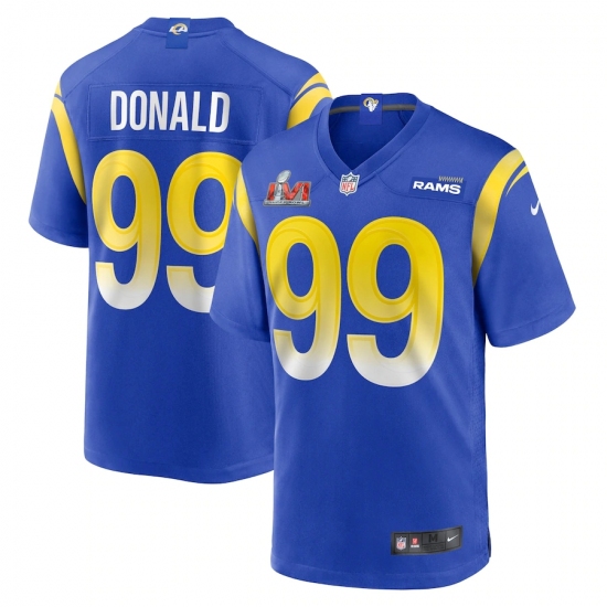 Youth Los Angeles Rams 99 Aaron Donald Blue Nike Royal Super Bowl LVI Patch Jersey