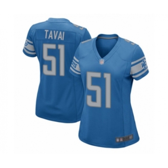 Women's Detroit Lions 51 Jahlani Tavai Game Blue Team Color Football Jersey