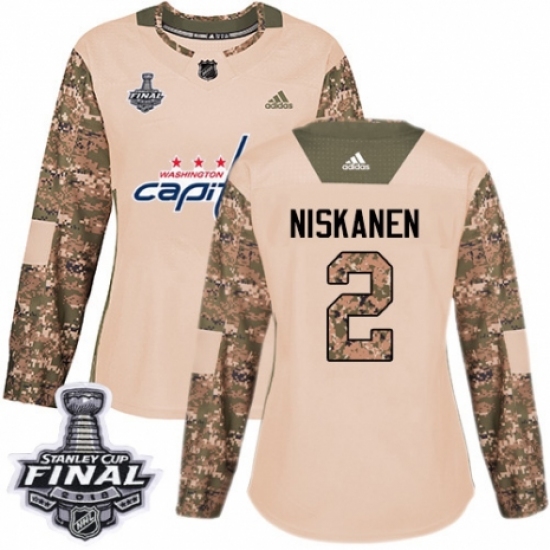 Women's Adidas Washington Capitals 2 Matt Niskanen Authentic Camo Veterans Day Practice 2018 Stanley Cup Final NHL Jersey