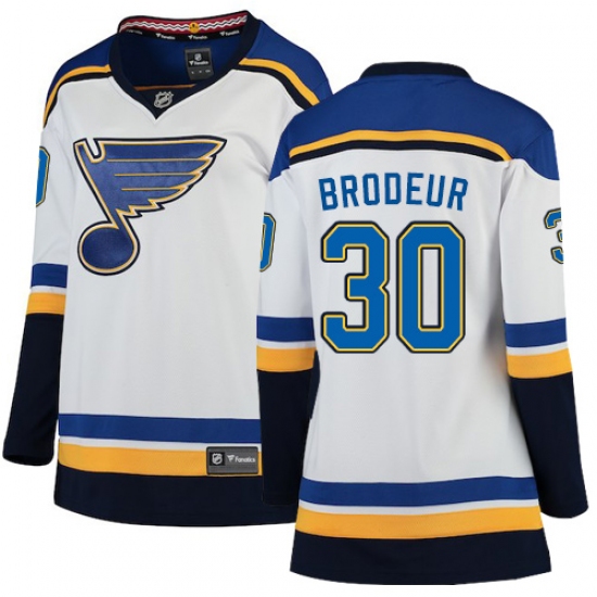 Women's St. Louis Blues 30 Martin Brodeur Fanatics Branded White Away Breakaway NHL Jersey