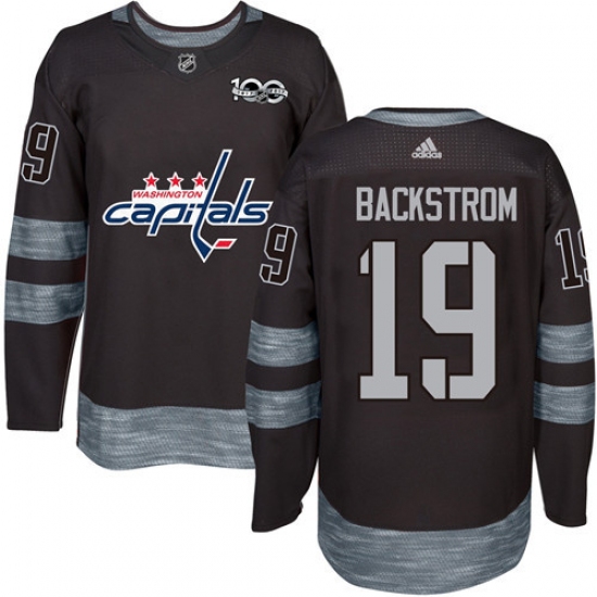 Men's Adidas Washington Capitals 19 Nicklas Backstrom Premier Black 1917-2017 100th Anniversary NHL Jersey