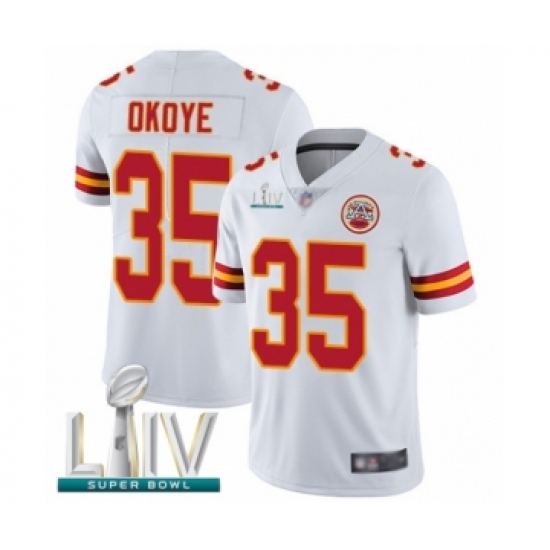 Youth Kansas City Chiefs 35 Christian Okoye White Vapor Untouchable Limited Player Super Bowl LIV Bound Football Jersey