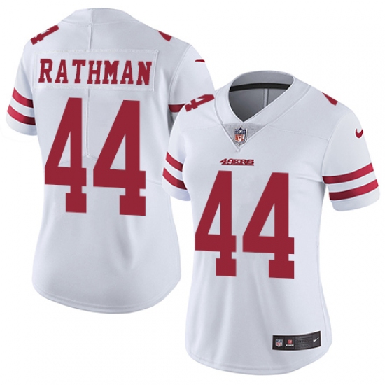 Women's Nike San Francisco 49ers 44 Tom Rathman Elite White NFL Jersey