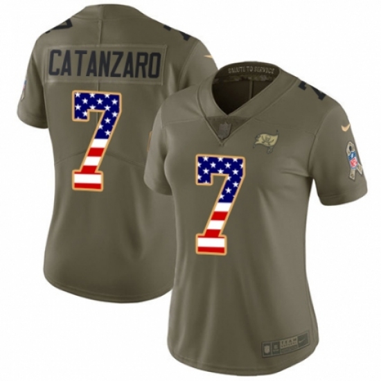 Women's Nike Tampa Bay Buccaneers 7 Chandler Catanzaro Limited Olive/USA Flag 2017 Salute to Service NFL Jersey