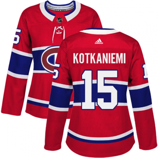 Women's Adidas Montreal Canadiens 15 Jesperi Kotkaniemi Premier Red Home NHL Jersey