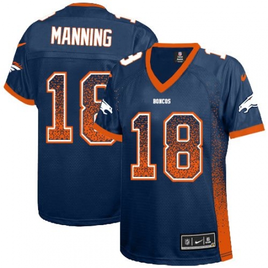 Women's Nike Denver Broncos 18 Peyton Manning Elite Navy Blue Drift Fashion NFL Jersey
