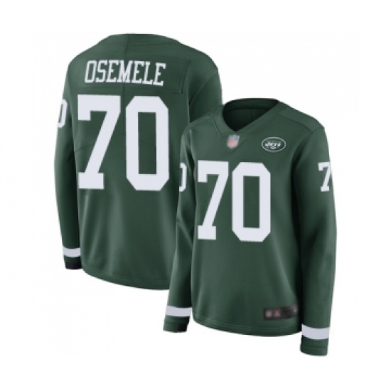 Women's New York Jets 70 Kelechi Osemele Limited Green Therma Long Sleeve Football Jersey