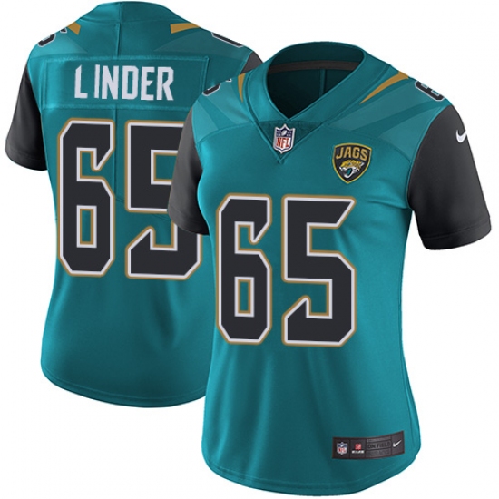 Women's Nike Jacksonville Jaguars 65 Brandon Linder Elite Teal Green Team Color NFL Jersey
