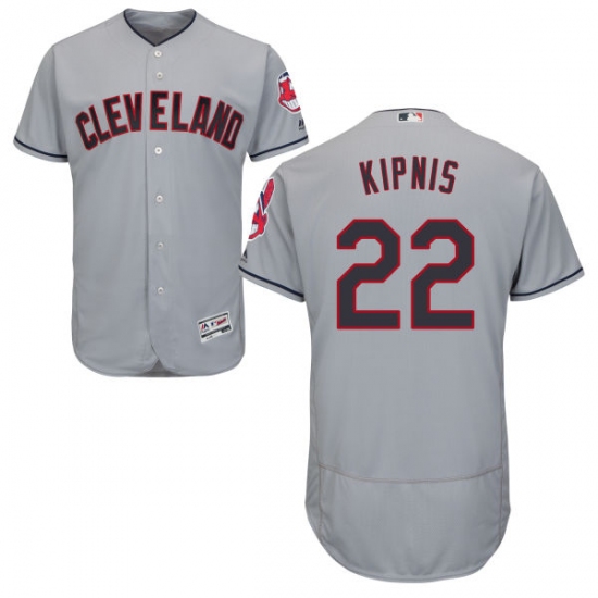 Men's Majestic Cleveland Indians 22 Jason Kipnis Grey Road Flex Base Authentic Collection MLB Jersey