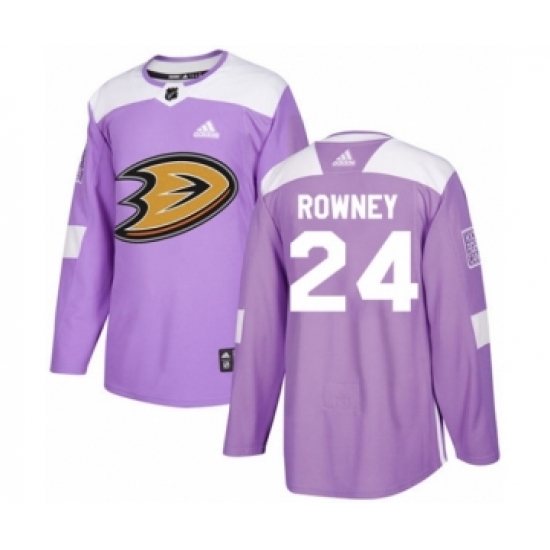 Men's Adidas Anaheim Ducks 24 Carter Rowney Authentic Purple Fights Cancer Practice NHL Jersey