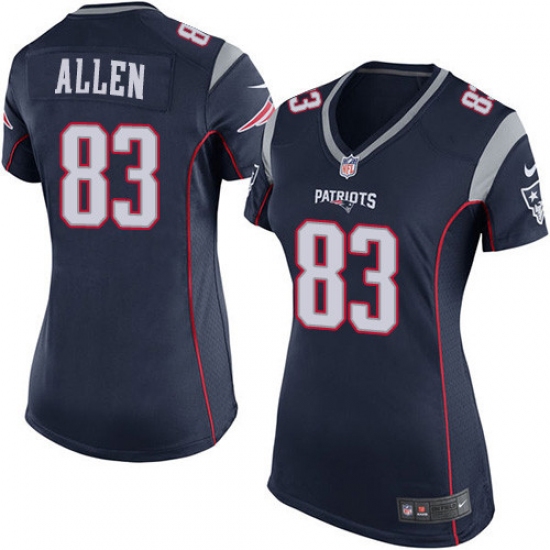 Women's Nike New England Patriots 83 Dwayne Allen Game Navy Blue Team Color NFL Jersey