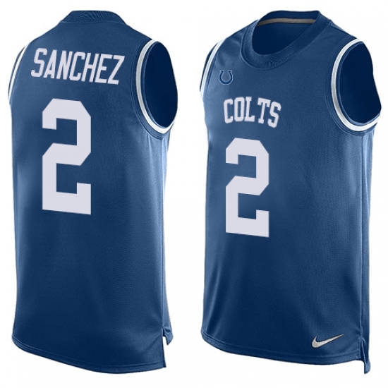 Men's Nike Indianapolis Colts 2 Rigoberto Sanchez Limited Royal Blue Player Name & Number Tank Top NFL Jersey