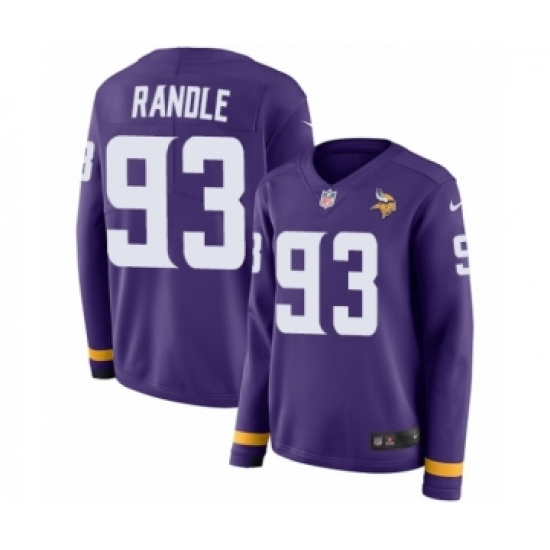 Women's Nike Minnesota Vikings 93 John Randle Limited Purple Therma Long Sleeve NFL Jersey