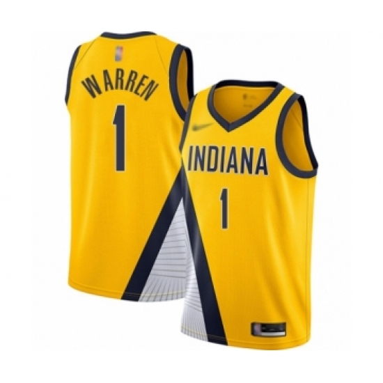Women's Indiana Pacers 1 T.J. Warren Swingman Gold Finished Basketball Jersey - Statement Edition