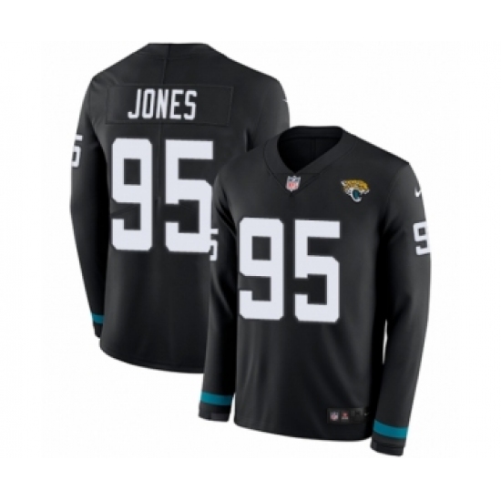 Youth Nike Jacksonville Jaguars 95 Abry Jones Limited Black Therma Long Sleeve NFL Jersey
